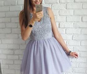 A-line V Neck Straps Sequins-Embroidered Homecoming Dress main image 0