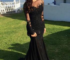black mermaid gown with train