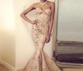 Sweetheart Mermaid Long Slit Dress With Sweep Train Mist