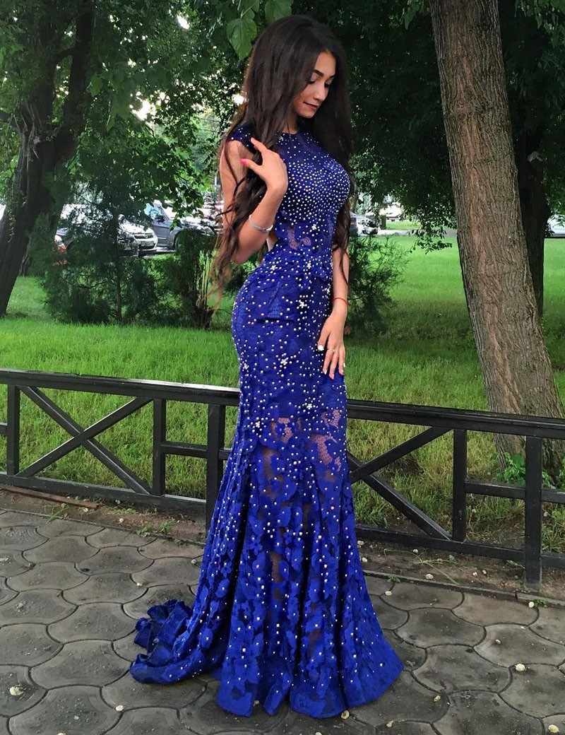 Blue Dress with Beading