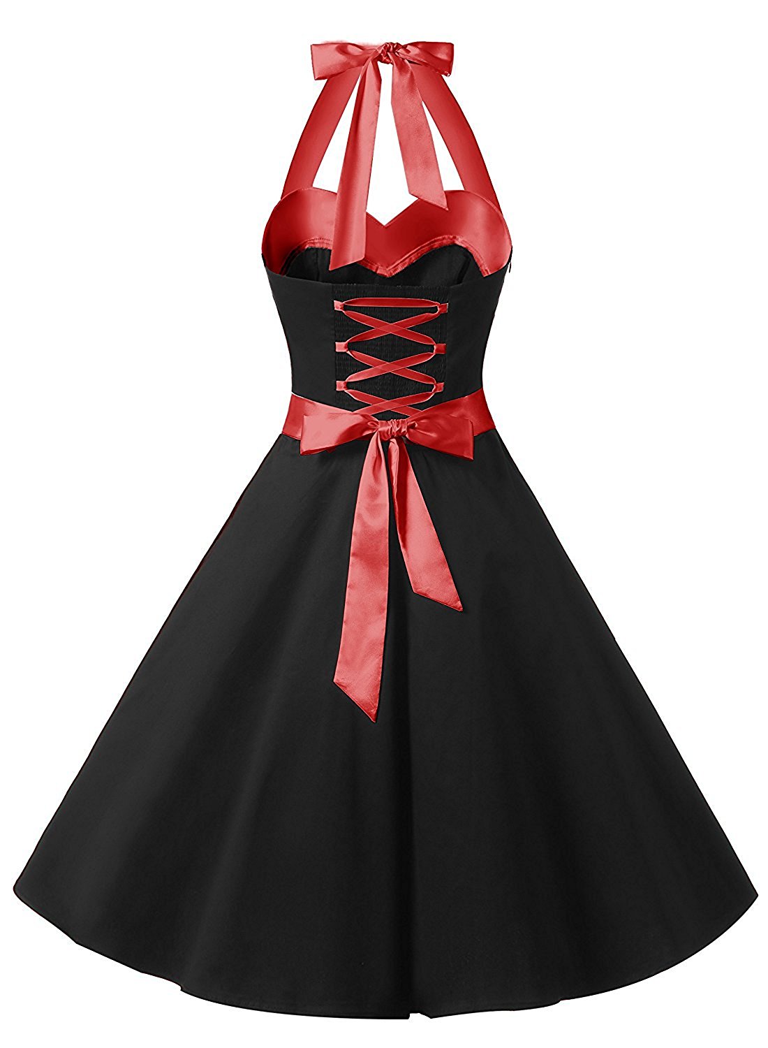 50s Vintage Rockabilly Style Halter Black Swing Party Dress on Luulla