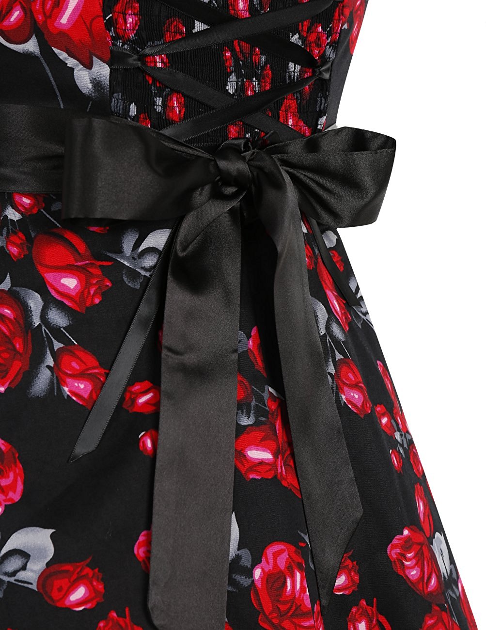 Women's Vintage Floral Halter Swing Dress - 50s Rockabilly A-Line Party Dress