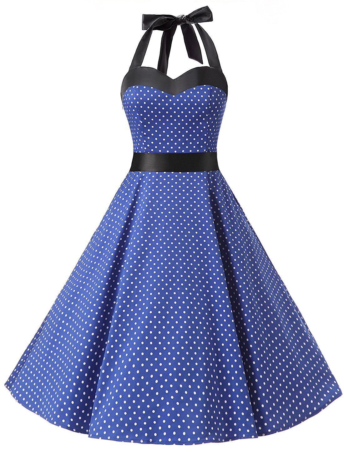 50s Vintage Rockabilly Style Halter Polka Dots Party Dress on Luulla