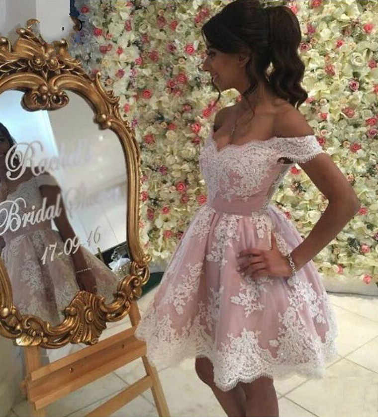 High Fashion A-Line Off-The-Shoulder Short Homecoming Dress With Lace ...