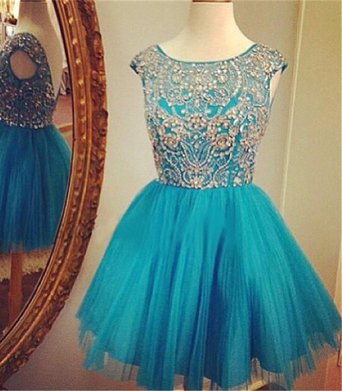 Vintage ALine Scoop Cap Sleeves Backless Short Dress With