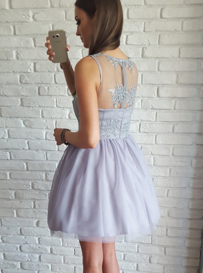 Elegant A Line V Neck Backless Short Prom Homecoming Dresses