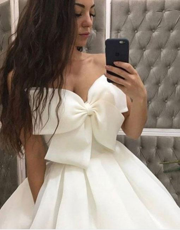 white strapless evening gown