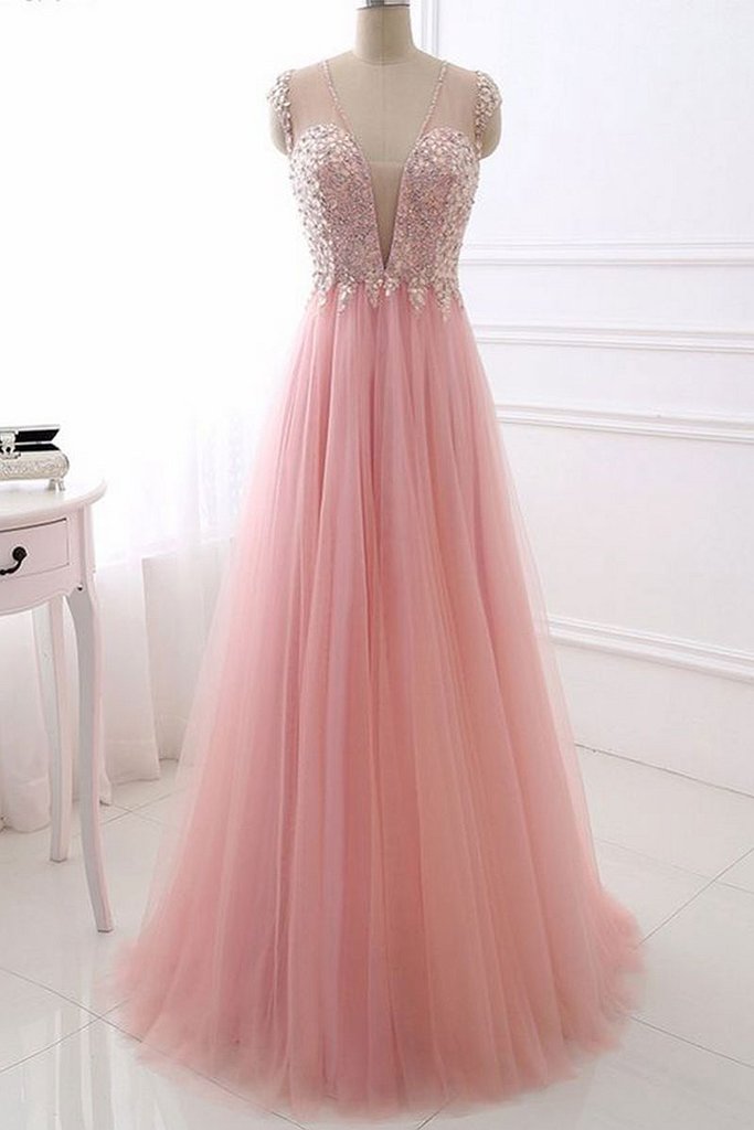 Elegant A-line V-neck Cap Sleeves Long Prom/evening Dress With ...